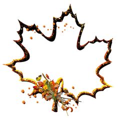 an artistic image of a maple leaf made out of oranges and other things in the air