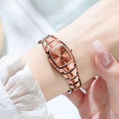 💓【Elegant and Slim Women's Watch】This bracelet-style women's watch boasts a unique, thin design, with a strap width of just 7mm. Available in rose gold and gold options, it offers versatility and fashion. 💓【Luxurious Rose Gold Watch】Crafted from premium tungsten steel, this watch is both shiny and durable, maintaining its brand-new appearance even after prolonged use. Each section of the watch is polyhedral, radiating brilliance from every angle. 💓【Diamond-Adorned Women's Watch】Featuring four Elegant Watches Women, Rose Gold And Gold, Womens Watches Luxury, Bracelet Style, Metal Straps, Wolfram, Women Rising, Rose Gold Watch, Women's Watch