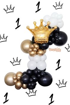 an image of balloons with crowns on them