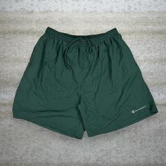 Vintage Champion Swim Shorts Forest Green Nylon Lined Grey Embroidered Spellout Logo 8" Inseam Y2K Skate / Streetwear Great Condition: 9/10 Men's Size: 2X-Large Waist: 34" to 40" Length (inseam): 8" Leg Opening: 15" Thigh Opening: 15" Front Rise: 15" Swim Shorts Mens, Champion Shorts, Vintage Champion, Mens Swim Trunks, Swim Trunks, Swim Shorts, Forest Green, Favorite Outfit, Bathing Beauties