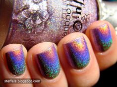 Trippy Nails, Diy Nails Tutorial, Rave Nails, Pinkish Purple, Holographic Nail Polish, Polish Ideas, Slouchy Tee, Polish Colors, Nail Polish Collection