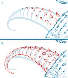 how to draw a dragon tail step by step