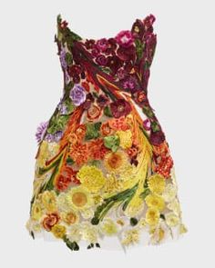 Oscar de la Renta Orchid Threadwork Mini Shift Dress | Neiman Marcus Tulle Mini Dress, Oscar Dresses, Couture Mode, Embroidered Tulle, Strapless Mini Dress, Mini Shift Dress, Floral Mini Dress, Fancy Dresses, Designer Outfits Woman