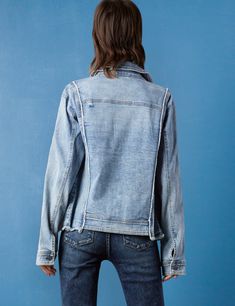 We wanted to super-style the classic denim jacket, so we added panel and frayed detail, with a wear-anywhere cut. The Split Denim Jacket, from Wash Lab Denim is ready to go! Spring Outerwear With Frayed Hem In Washed Blue, Denim Outerwear With Frayed Hem In Washed Blue, Relaxed Fit Washed Blue Outerwear With Frayed Hem, Washed Blue Denim Outerwear With Frayed Hem, Medium Wash Denim Outerwear With Frayed Hem, Fall Washed Blue Denim Jacket With Frayed Hem, Country Blue, Classic Denim Jacket, Premium Denim