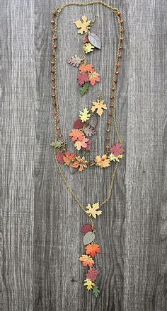 "This necklace is 34\" in total length. The earrings are 6\" long." Dogwood Blossoms, Wedding Necklaces, Three Birds, Wedding Jewellery Necklace, Necklace And Earrings, Fall Leaves, Pattern Books, Wedding Necklace, Clay Crafts