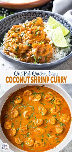 one pot quick'n easy coconut shrimp curry is an easy and delicious dinner recipe