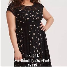 Darling Sunflowers Float Across A Lightweight Challis Dress Offset By Sheer Lace Paneling. Black Lace Dress With Floral Print, Challis Dress, Lace Inset, Torrid Dresses, Sheer Lace, Floral Lace, Black Floral, Float, Colorful Dresses