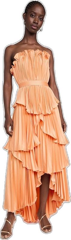 Chic Pleated Strapless Dress For Summer, Summer Cocktail Strapless Pleated Dress, Spring Pleated Midi Strapless Dress, Summer Strapless Sleeveless Dress With Pleats, Elegant Tiered Strapless Dress, Elegant Pleated Strapless Summer Dress, Summer Evening Strapless Pleated Dress, Spring Formal Ruched Strapless Dress, Formal Ruffled Strapless Spring Dress