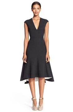 Stella McCartney Double Face Stretch Wool Fit & Flare Dress available at #Nordstrom Black Bridesmaid Dresses, Elegante Casual, Dresses To Wear To A Wedding, Double Face, Nordstrom Dresses, Fit Flare Dress, Fit & Flare, Pretty Dresses, Flare Dress