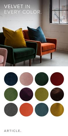 the color scheme for velvet in every color