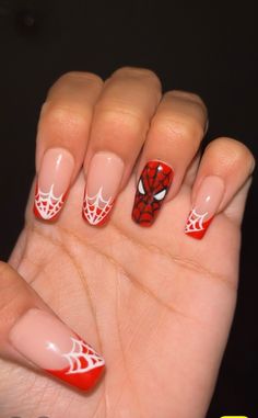 Spider Man Nails, Harry Potter Nail Art, Band Nails, Fake Nails Designs, Hippie Nails, Cute Simple Nails, Summery Nails