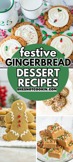 Photo collage of holiday gingerbread recipes with text overlay. Easy Christmas Baking Recipes, Easy Christmas Baking, Gingerbread Dessert Recipes, Christmas Baking Recipes Easy, Dessert Ideas Easy, Gingerbread Bars, Christmas Baking Easy, Gingerbread Dessert, Gingerbread Cheesecake