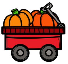 a red wagon filled with oranges and a wrench on the top of it