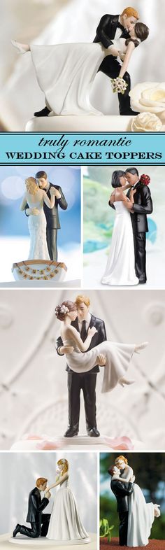 a wedding cake topper is shown with the bride and groom on it's side