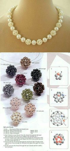 the instructions for making beaded necklaces are shown in this page, and there is also