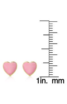 Add an extra touch of charm to your little one's look with this pair of heart earrings plated in 18-karat gold. It's strongly recommended that infants and small children be attended by an adult while wearing jewelry; jewelry should be removed when the infant or small child is left unattended, as it may present a choking hazard 1/4"D Surgical steel post backs with friction-back clasps 18k-gold plate/enamel Imported Kids' Wear Item ships in a gift box Cute Gold Heart Earrings For Mother's Day, Cute Gold Heart Earrings Nickel Free, Cute Gold Double Heart Earrings, Cute Double Heart Gold Earrings, Pink Heart Huggie Earrings For Valentine's Day, Pink Huggie Heart Earrings For Valentine's Day, Valentine's Day Hypoallergenic Adjustable Heart Earrings, Playful Heart-shaped Gold Jewelry, Box Branding