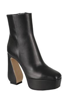 Nappa Soft ankle boot - Si Rossi - Black color - Nappa leather upper - Rounded toe - Side zipper closure - Iconic heel Leather Mid-calf Boots With Zipper For Party, Sleek Leather Platform Heeled Boots, Modern Faux Leather Boots With Sculpted Heel, Sleek Leather High Ankle Platform Boots, Sleek High Ankle Leather Platform Boots, Leather Ankle Platform Boots With Deep Heel Cup, Platform Ankle Boots In Calf Leather, Evening Ankle Platform Boots In Faux Leather, Leather Platform Boots With Padded Ankle For Party