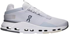 the on cloudfoam running shoe is white and grey