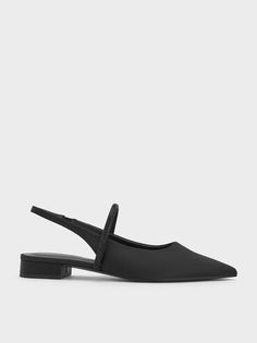 Black Textured Satin Crystal-Strap Pointed-Toe Slingback Flats | CHARLES & KEITH Chic Flat Slingback Pumps For Party, Black Flat Slingback Pumps For Party, Black Slingback Pointed Toe Flats For Formal Occasions, Black Slingback Pointed Toe Flats For Evening, Chic Slingback Party Flats, Chic Slingback Flats For Party, Chic Flat Slingback Pumps For Evening, Elegant Slingback Flats For Party, Black Pointed Toe Flats For Summer Evenings