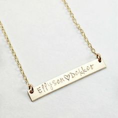 Gold Bar Name Necklace | Personalized Necklaces | Going Golden Mom Jewelry Personalized, Necklace With Kids Names, Bar Necklace Personalized, Plate Necklace, Mom Jewelry, Name Jewelry, Mom Necklace, Necklace Personalized, Mom Birthday Gift