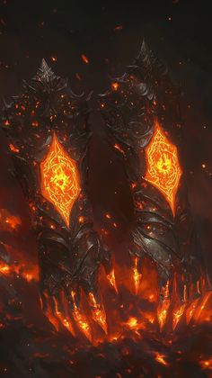 an image of some fire and flames in the dark knight style armor with glowing eyes