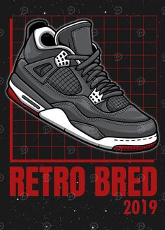 Air Jordan 4 Retro Bred Sneaker Displate Poster Jordan 4 Retro Bred, Sneaker Posters, Sneaker Art, Jordan 23, Hype Shoes, Jordan 4 Retro, Air Jordan 4, Air Jordan 4 Retro, Air Jordan