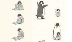 an image of penguins reading books together