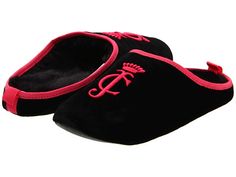 Juicy Couture Cuddly Black Velvet/Pop Pink Embroidery/Grosgrain - 6pm.com Pink Embroidery, Brand You, Black Velvet, Baby Shoes, On Sale, Slippers, Sweatpants