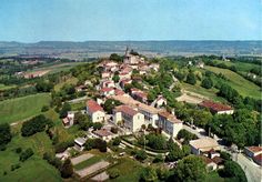 an aerial view of a small village in the countryside