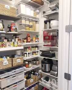 the pantry is stocked with all kinds of food