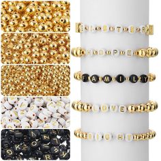 PRICES MAY VARY. Sufficient quantity: you will get 1200 pieces round spacer beads in gold and 400 pieces letter beads in 2 colors, 1600 pieces in total, large quantity and different styles to meet your DIY needs and various kinds of craft projects, allows you to use for long time, you can also share with your family members or friends Different sizes and colors: the gold round beads are provided in 3 sizes, includes 600 pieces in 4 mm, 400 pieces in 6 mm and 200 pieces in 8 mm, and the flat roun Cheap Round Spacer Beads For Crafts, Cheap Spiritual Letter Beads, Cheap Letter Beads For Jewelry Making, Cheap Letter Beads Jewelry For Party Favors, Letter Bracelet Beads, Chakra Heilung, Jewelry Making Kits, Alphabet Beads, Jewelry Making Bracelet