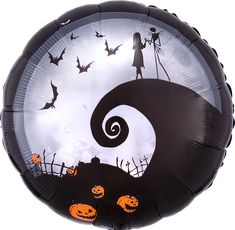 an inflatable balloon decorated with halloween scenes