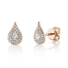 14K gold with 0.32-carat diamond pear cut tear waterdrop stud earrings. Model Number: SDL55013862WY