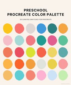 the cover of preschool's book, procreate color palette