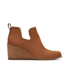 Womens Kallie Tan Leather Wedge Boots Cutout Boots, Bake Cheesecake, Fall Clothes, Shoe Insoles, Birthday Wishlist, Leather Products, Kids Sandals, Womens Toms, Leather Wedges