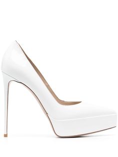 cloud white calf leather branded leather insole pointed toe 30mm platform sole 130mm high stiletto heel slip-on style White Platform Pumps, Designer White Heels, Le Silla Heels, White Louboutin, Farfetch Shoes, Diesel Heels, White Stiletto Heels, White Platform Heels, Lirika Matoshi