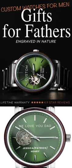 best 2024 watch - custom watch for men - best gift ideas for him. Custom Green Face Watch. Get your name, text, qoute, or any logo engraved.