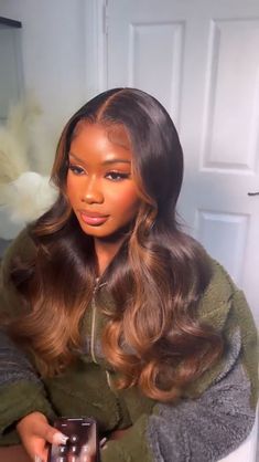 Trendy Black Women Hairstyles, Chocolate Brown Outfit Black Women, Sew In With Skunk Stripe, Formal Hairstyles For Long Hair Black Women, Highlights Sew In Weave Black Women, Ombre Sew In Weave Brown Black Women, Church Gala Outfit, Sew Ins With Color, Business Causal Black Women