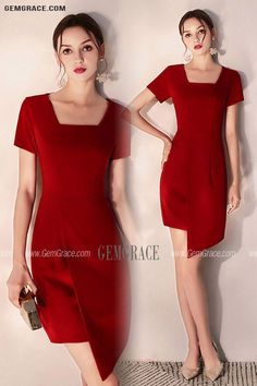 Bodycon Red Short Party Dress Square Neck Short Sleeves Ref#HTX97060 at GemGrace. #WeddingGuestDresses Shop now to get $10 off. Pro custom-made service for wedding dress, formal dress. View Cocktail Dresses,Homecoming Dresses,Wedding Guest Dresses,Short Homecoming Dresses,Red Homecoming Dresses,Tight Homecoming Dresses,Burgundy Homecoming Dresses for more ideas. Click to shop now! #BuyableWeddingGuestDresses Fitted Red Mini Dress For Formal Occasions, Red Sheath Mini Dress For Formal Occasions, Formal Red Sheath Mini Dress, Red Semi-formal Dress For Spring, Red Semi-formal Spring Dress, Red Short Sleeve Mini Dress For Formal Occasions, Red Fitted Formal Dress, Red Homecoming Dresses Tight, Trendy Dress Styles