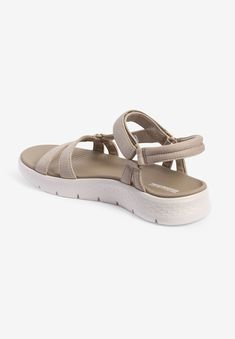 Step into comfort all day long in this stylish sandal. Features self-adhesive ankle strap and responsive ULTRA GO® cushioning for a perfect fit. Best Walking Sandals, Skechers Go Walk, London Gifts, Fast Shop, Platinum Credit Card, Walking Sandals, Gift Card Number, Stylish Sandals, Woman Within