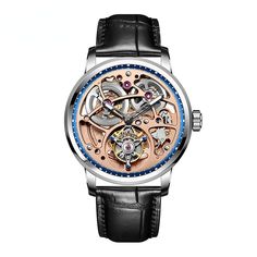 Best Luxury Watches For Men Mechanical Watch Men, Tourbillon Watch, Watches Unique, Mechanical Movement, Brown Belt, Luxury Watches For Men, Skeleton Watch, Mechanical Watch, Blue Rings