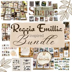 the words regcia emelia inspired bundle are surrounded by many different images and leaves