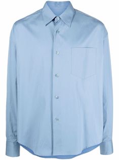 Paris Shirt, Ami Paris, Hem Style, Pocket Shirt, Silk Shirt, Button Shirt, Blue Shirt, Cuff Sleeves, Pale Blue