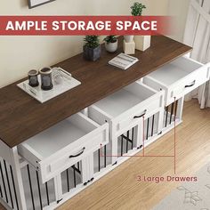 an image of a storage space with 3 large drawers