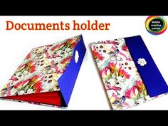 two folders with flowers on them and the words documents holder written in red, white, and blue