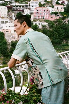 ‘Le Sirenuse’ by Lucio Liguori (Silk & Cotton Twill) – Tombolo Company Summer Silk Daywear Sets, Silk Summer Sets For Daywear, Summer Silk Sets For Daywear, Summer Silk Sets With Short Sleeves, Summer Beach Silk Set, Italian Hotel, Positano Hotels, Le Sirenuse, Camp Collar Shirt