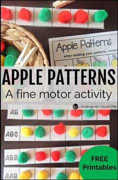 an apple pattern and matching activity for toddlers to play with