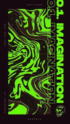 an image of green and black swirls on the cover of a book with words that read