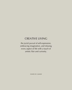 a book cover with the title creative living written in black and white, on a light gray background