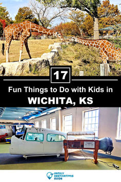 two pictures with the words fun things to do with kids in wickta, kansas